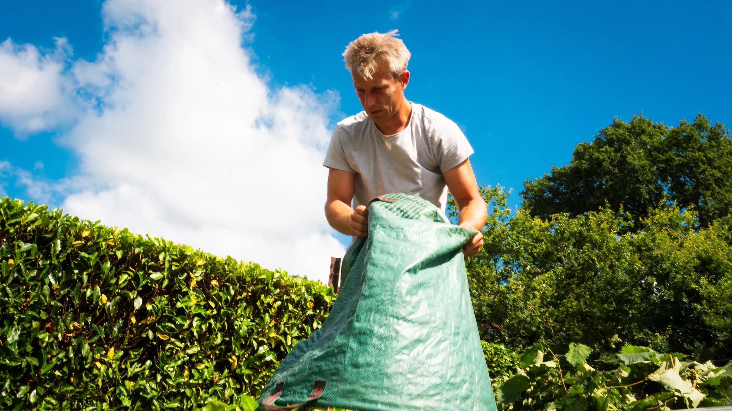 Ramassage des déchets de taille — entretien de jardin soigné